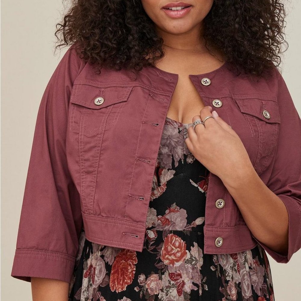 Cropped Jacket Peplum Purple - Torrid
